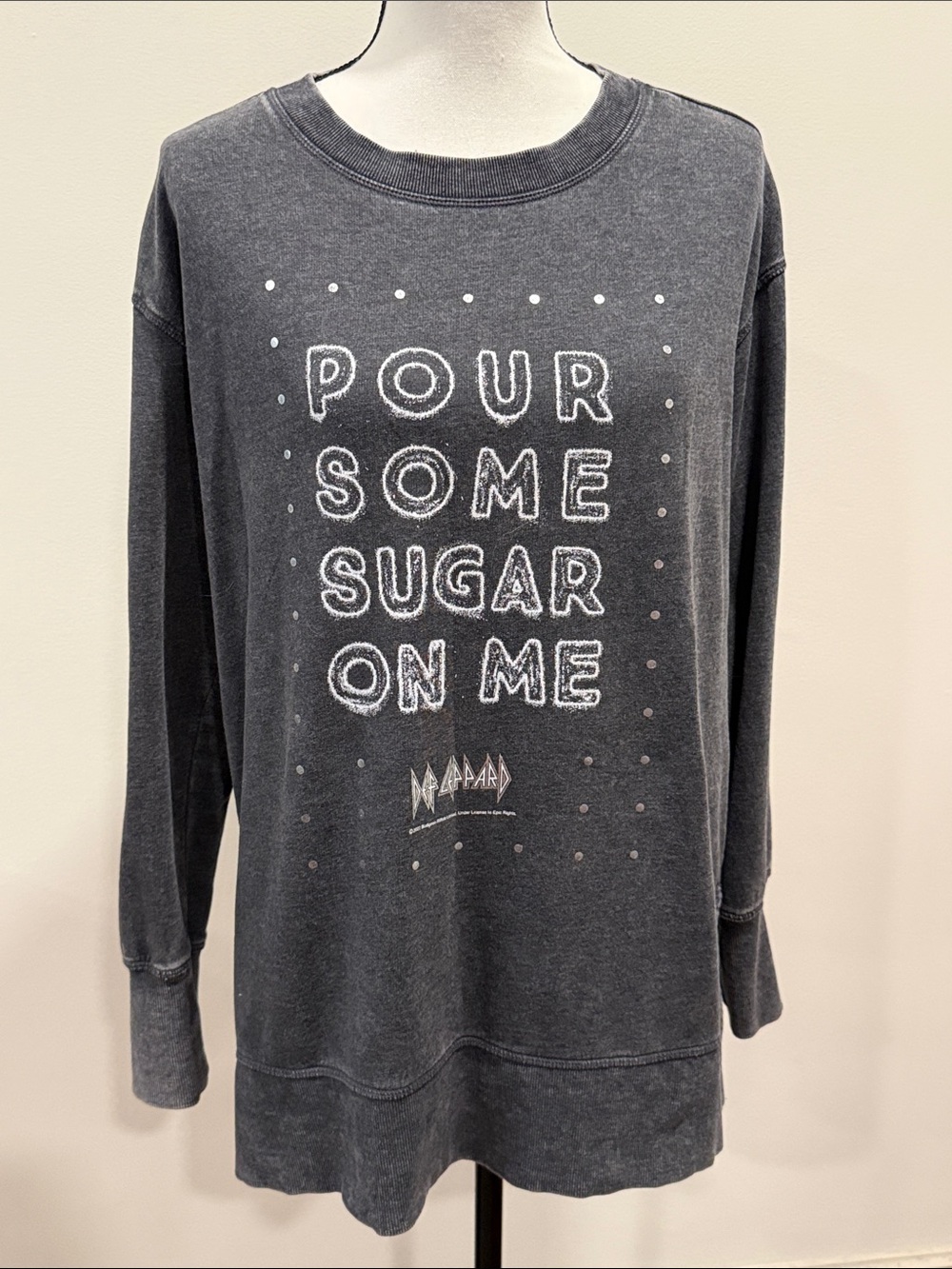 Maurices 'Pour Some Sugar On Me' Graphic Sweatshirt - Mineral Wash Charcoal Sz M
